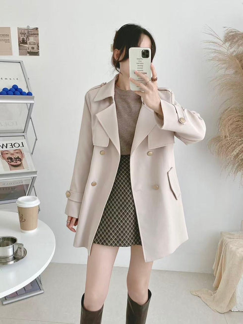 Double Breasted Short Trench Coat
